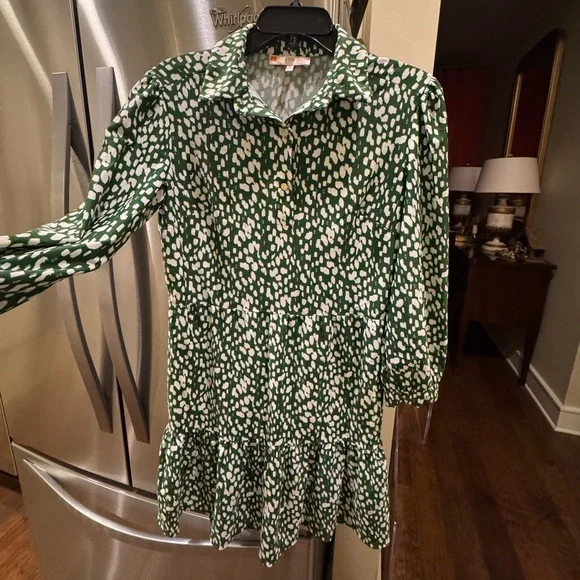 EUC Jude Connally Henley Dress in Green Leopard Print - Picture 5 of 5